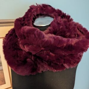 NWT Jocelyn Rabbit Fur Infinity Scarf, color: Windsor Wine